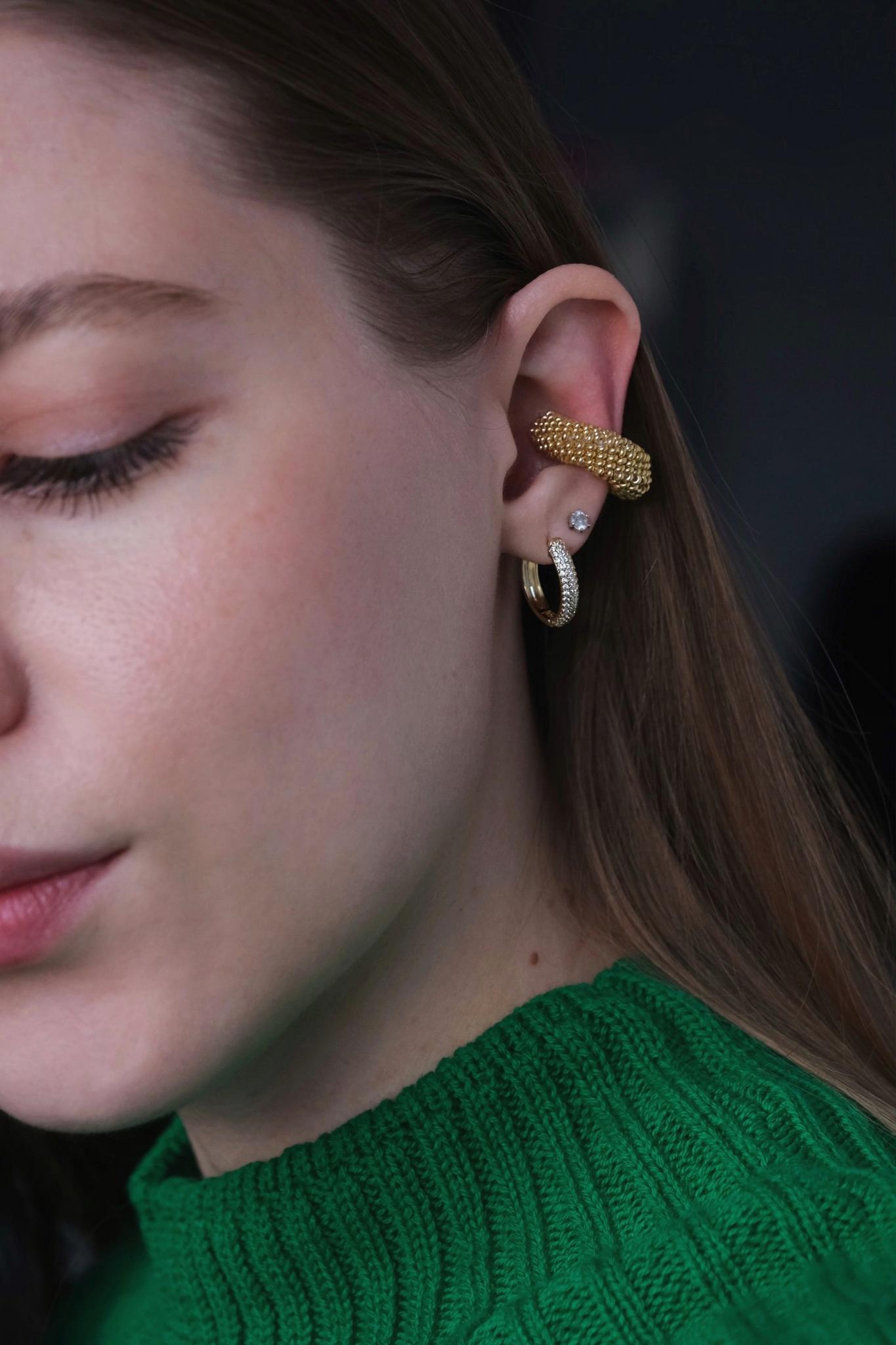 Product image 5: Transformable round earrings, inlaid with cubic zirconia, D 17mm
