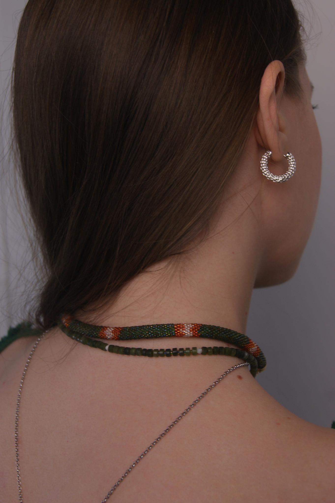 Product image 3: Choker harness «Milk snake» in green color