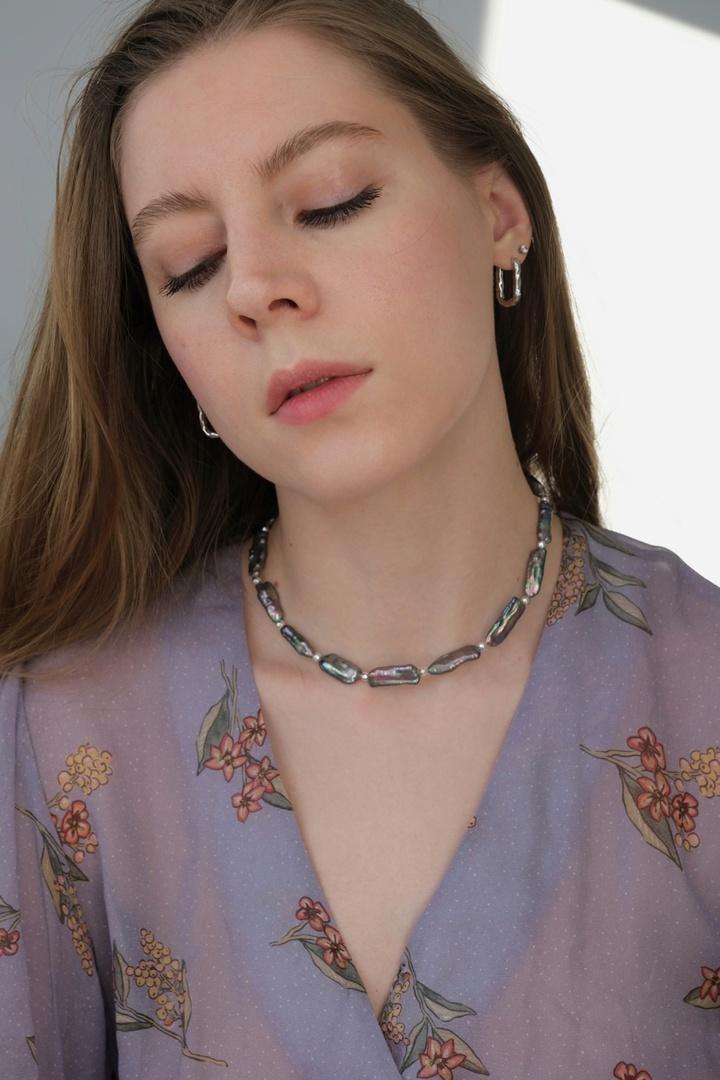 Product image 3: Choker made of natural baroque black pearls